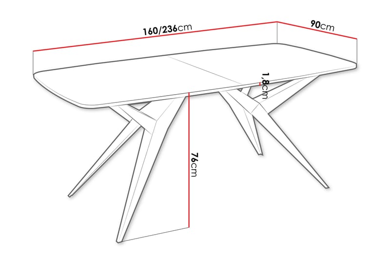 Elvora Matbord 160 cm Rektangulær - Hvit/Svart - Møbler - Bord - Spisebord & kjøkkenbord
