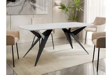 Elvora Matbord 160 cm Rektangulær - Hvit/Svart - Møbler - Bord - Spisebord & kjøkkenbord