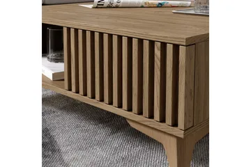 Entsian 80 cm Kvadratisk Sofabord med Skuffer i Eik - Brun - Møbler - Bord - Sofabord & salongbord