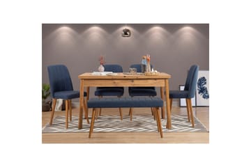 Ergene Spisegruppe 120 cm Rektangulær - Natur/Blå - Møbler - Bord - Spisegruppe