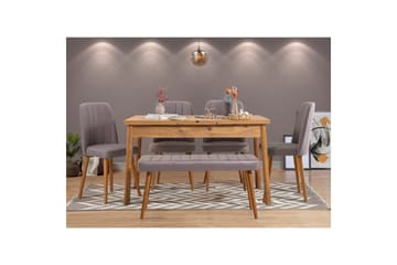 Ergene Spisegruppe 120 cm Rektangulær - Natur/Grå - Møbler - Bord - Spisegruppe