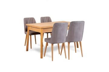 Ergene Spisegruppe 120 cm Rektangulær - Natur/Grå - Møbler - Bord - Spisegruppe