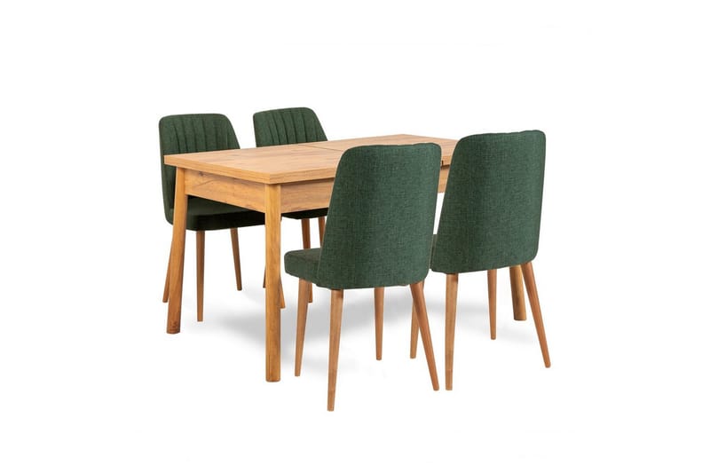 Ergene Spisegruppe 120 cm Rektangulær - Natur/Grønn - Møbler - Bord - Spisegruppe