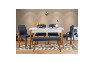 Ergene Spisegruppe 120 cm Rektangulær - Natur/Marineblå - Møbler - Bord - Spisegruppe