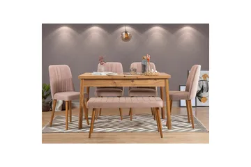 Ergene Spisegruppe 120 cm Rektangulær - Natur/Stein - Møbler - Bord - Spisegruppe
