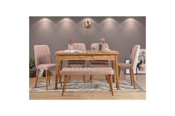 Ergene Spisegruppe 120 cm Rektangulær - Natur/Stein - Møbler - Bord - Spisegruppe