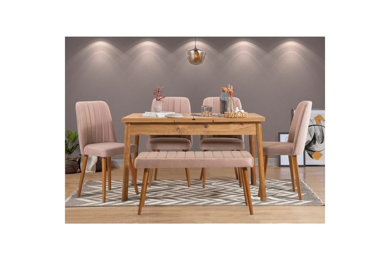 Ergene Spisegruppe 120 cm Rektangulær - Natur/Stein - Møbler - Bord - Spisegruppe