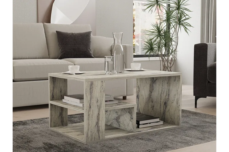 Eros Sofabord 80 cm - Hvit Marmor - Møbler - Bord - Marmorbord