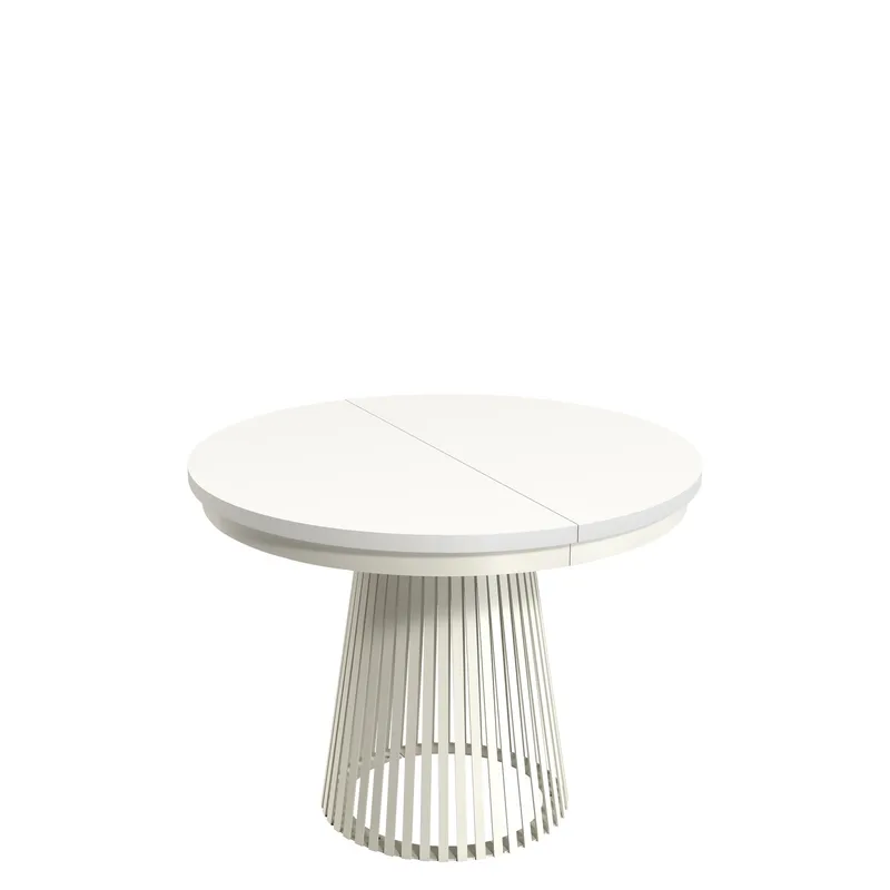 Erylan Spisebord rundt uttrekkbart 100-180 cm, beige, hvit