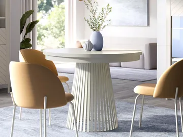 Erylan Spisebord rundt uttrekkbart 100-180 cm - Beige - Møbler - Bord - Spisebord & kjøkkenbord