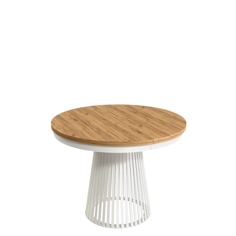 Erylan Spisebord rundt uttrekkbart 100-180 cm, hvit, brun