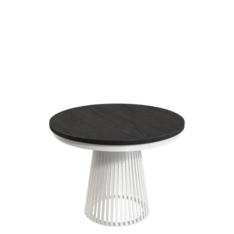 Erylan Spisebord rundt uttrekkbart 100-180 cm, hvit, svart