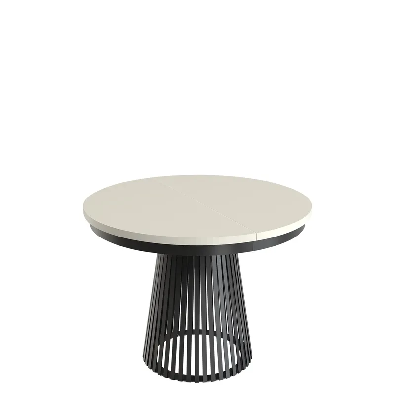 Erylan Spisebord rundt uttrekkbart 100-180 cm, svart, beige