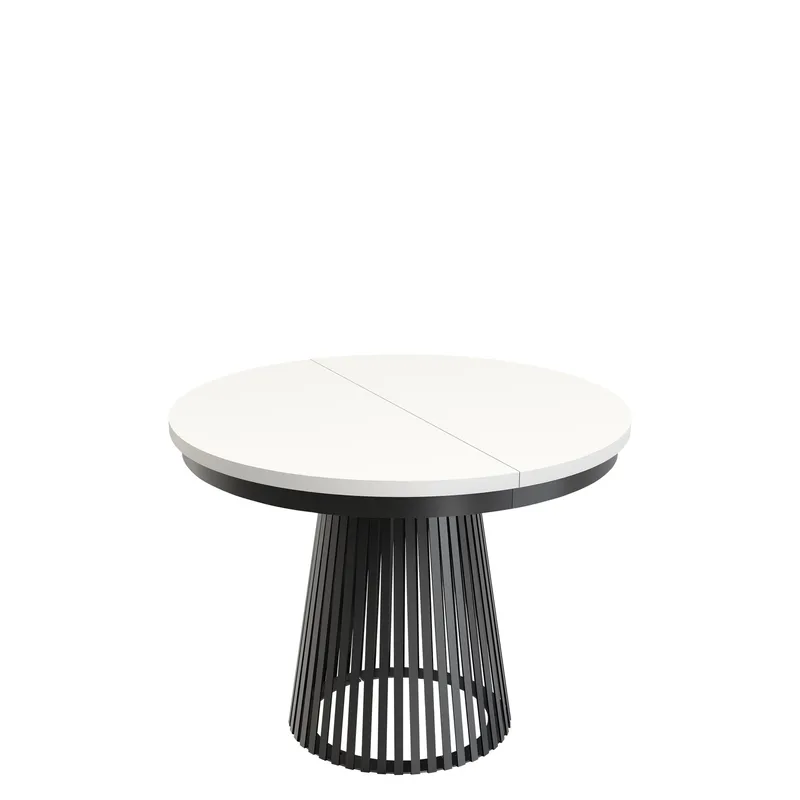 Erylan Spisebord rundt uttrekkbart 100-180 cm, svart, hvit