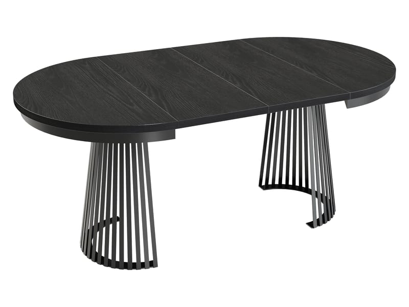 Erylan Spisebord rundt uttrekkbart 100-180 cm - svart, hvit - Møbler - Bord - Spisebord & kjøkkenbord
