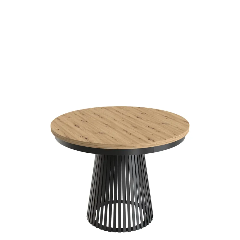 Erylan Spisebord rundt uttrekkbart 100-180 cm, svart, natur