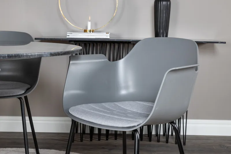 Estelle Matgruppe 106 cm Rund med 4 Comfort stoler - Sort/Guld - Møbler - Bord - Spisegruppe