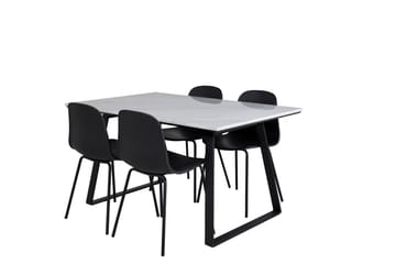 Estelle Matgruppe 140 cm Rektangulær med 4 Arctic stoler - Sort - Møbler - Bord - Spisegruppe