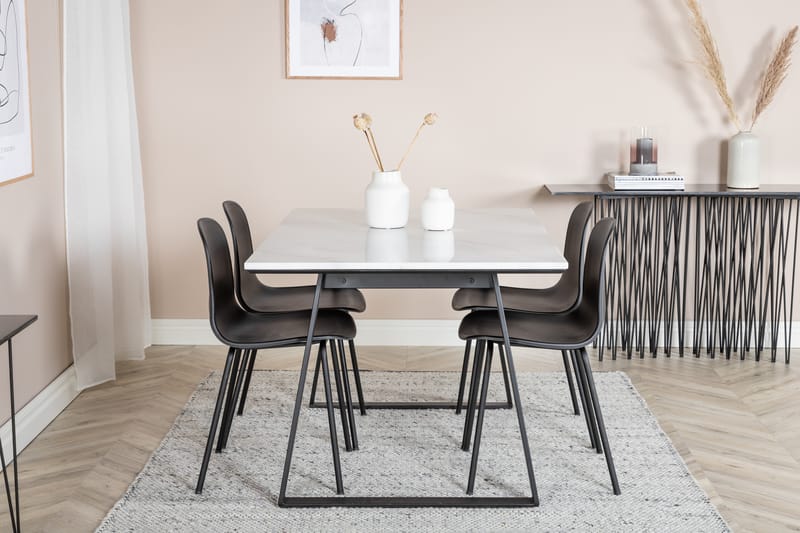 Estelle Matgruppe 140 cm Rektangulær med 4 Arctic stoler - Sort - Møbler - Bord - Spisegruppe