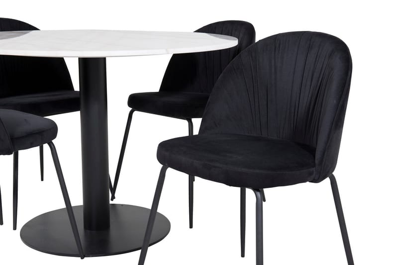 Estelle rundt spisebord 106 cm i marmor med 4 Wrinkles spisestoler - Møbler - Bord - Spisegruppe