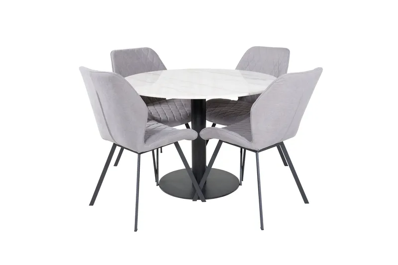 Estelle Spisegruppe 106 cm Rund med 4 Gemma Stoler, Sort