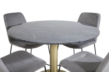 Estelle Spisegruppe 106 cm Rund med 4 Muce Stoler - Sort/Guld - Møbler - Bord - Spisegruppe