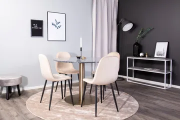 Estelle Spisegruppe 106 cm Rund med 4 Polar Stoler - Beige - Møbler - Bord - Spisegruppe