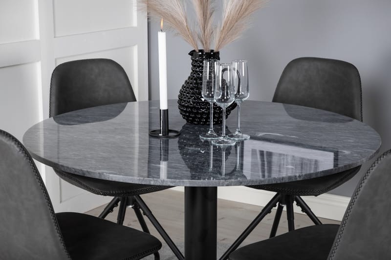 Estelle Spisegruppe 106 cm Rund med 4 Polar Stoler - Sort - Møbler - Bord - Spisegruppe