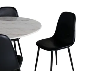 Estelle Spisegruppe 106 cm Rund med 6 Polar Stoler - Sort - Møbler - Bord - Spisegruppe