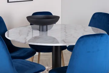 Estelle Spisegruppe 106 cm Rund med 6 Polar Stoler - Sort - Møbler - Bord - Spisegruppe