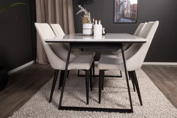 Estelle Spisegruppe 140 cm Rektangulær med 4 Leone Stoler - Sort - Møbler - Bord - Spisegruppe
