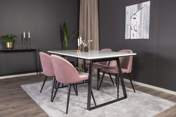 Estelle Spisegruppe 140 cm Rektangulær med 4 Velvet Stoler - Sort - Møbler - Bord - Spisegruppe