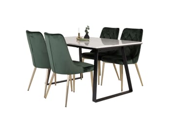 Estelle Spisegruppe 140 cm Rektangulær med 4 Velvet Stoler - Sort/Guld - Møbler - Bord - Spisegruppe