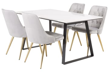 Estelle Spisegruppe 140 cm Rektangulær med 4 Velvet Stoler