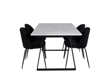 Estelle Spisegruppe 140 cm Rektangulær med 4 Wrinkles Stoler - Sort - Møbler - Bord - Spisegruppe