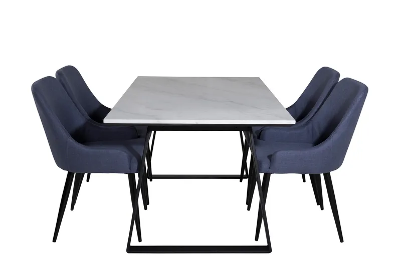 Estelle Spisegruppe 140 cm Rektangulær med 4 Plaza Stoler, Sort