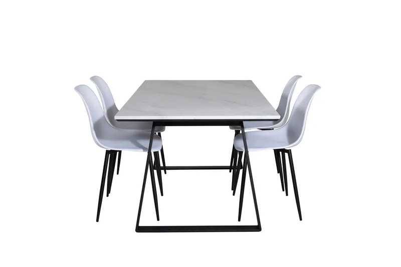 Estelle Spisegruppe 140 cm Rektangulær med 4 Polar Stoler, Sort