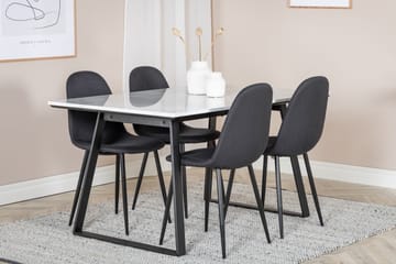 Estelle Spisegruppe 140 cm Rektangulær med 4 Polar Stoler - Sort - Møbler - Bord - Spisegruppe