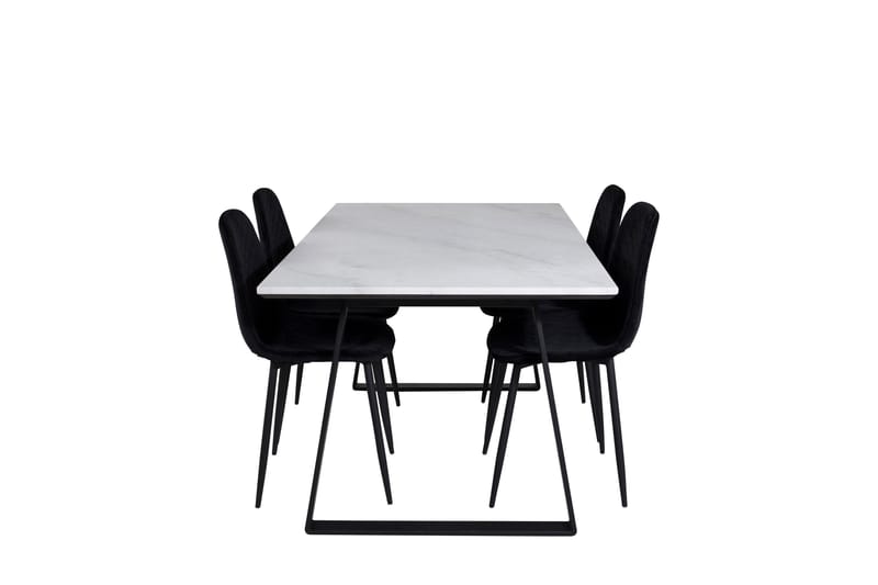 Estelle Spisegruppe 140 cm Rektangulær med 4 Polar Stoler, Sort
