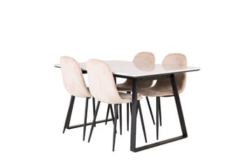 Estelle Spisegruppe 140 cm Rektangulær med 4 Polar Stoler - Beige - Møbler - Bord - Spisegruppe