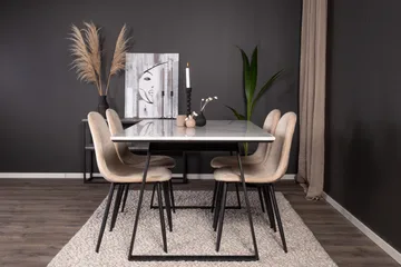 Estelle Spisegruppe 140 cm Rektangulær med 4 Polar Stoler - Beige - Møbler - Bord - Spisegruppe