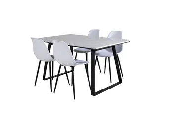 Estelle Spisegruppe 140 cm Rektangulær med 4 Polar Stoler - Sort - Møbler - Bord - Spisegruppe