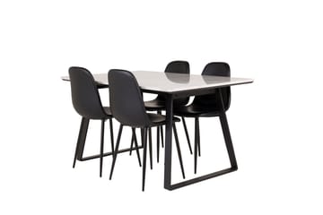 Estelle Spisegruppe 140 cm Rektangulær med 4 Polar Stoler - Sort - Møbler - Bord - Spisegruppe