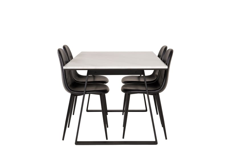Estelle Spisegruppe 140 cm Rektangulær med 4 Polar Stoler, Sort