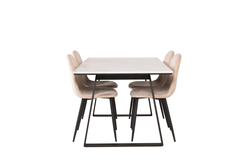 Estelle Spisegruppe 140 cm Rektangulær med 4 Polar Stoler, Beige