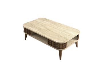Eylul Rektangulært Sofabord 105 cm med Hyller i Tre - Beige - Møbler - Bord - Sofabord & salongbord