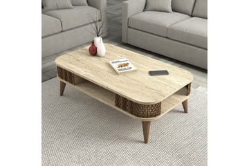 Eylul Rektangulært Sofabord 105 cm med Hyller i Tre - Beige - Møbler - Bord - Sofabord & salongbord