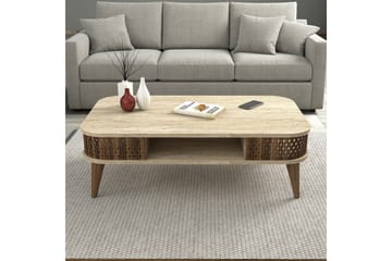 Eylul Rektangulært Sofabord 105 cm med Hyller i Tre - Beige - Møbler - Bord - Sofabord & salongbord