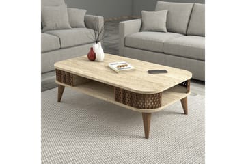 Eylul Rektangulært Sofabord 105 cm med Hyller i Tre - Beige - Møbler - Bord - Sofabord & salongbord