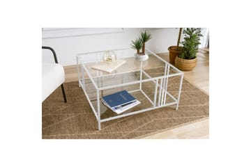 Ezer Stuebord 80 cm - Hvit/Gjennomsiktig - Møbler - Bord - Sofabord & salongbord